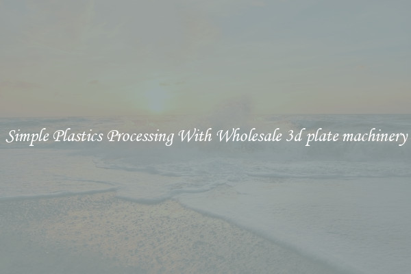 Simple Plastics Processing With Wholesale 3d plate machinery