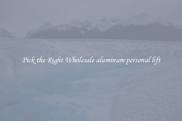 Pick the Right Wholesale aluminum personal lift