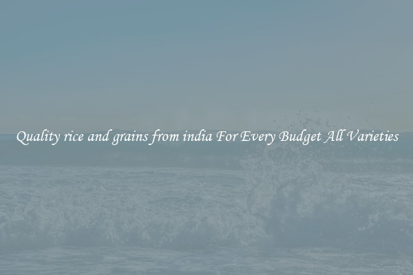 Quality rice and grains from india For Every Budget All Varieties