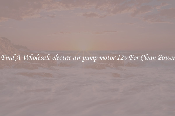 Find A Wholesale electric air pump motor 12v For Clean Power